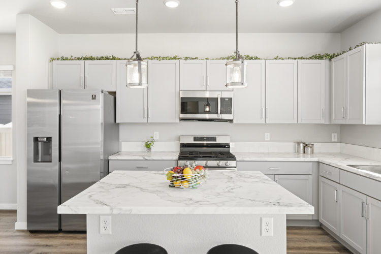 Staged white kitchen